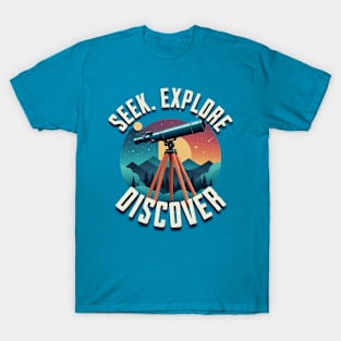 Galactic Explorer: Antique Telescope Astronomy T-Shirt